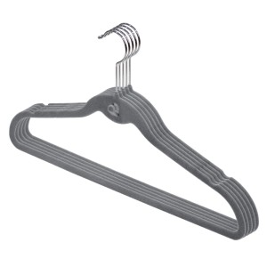 Domopak Living Kleiderbügel Beflockt 5er Set Grau