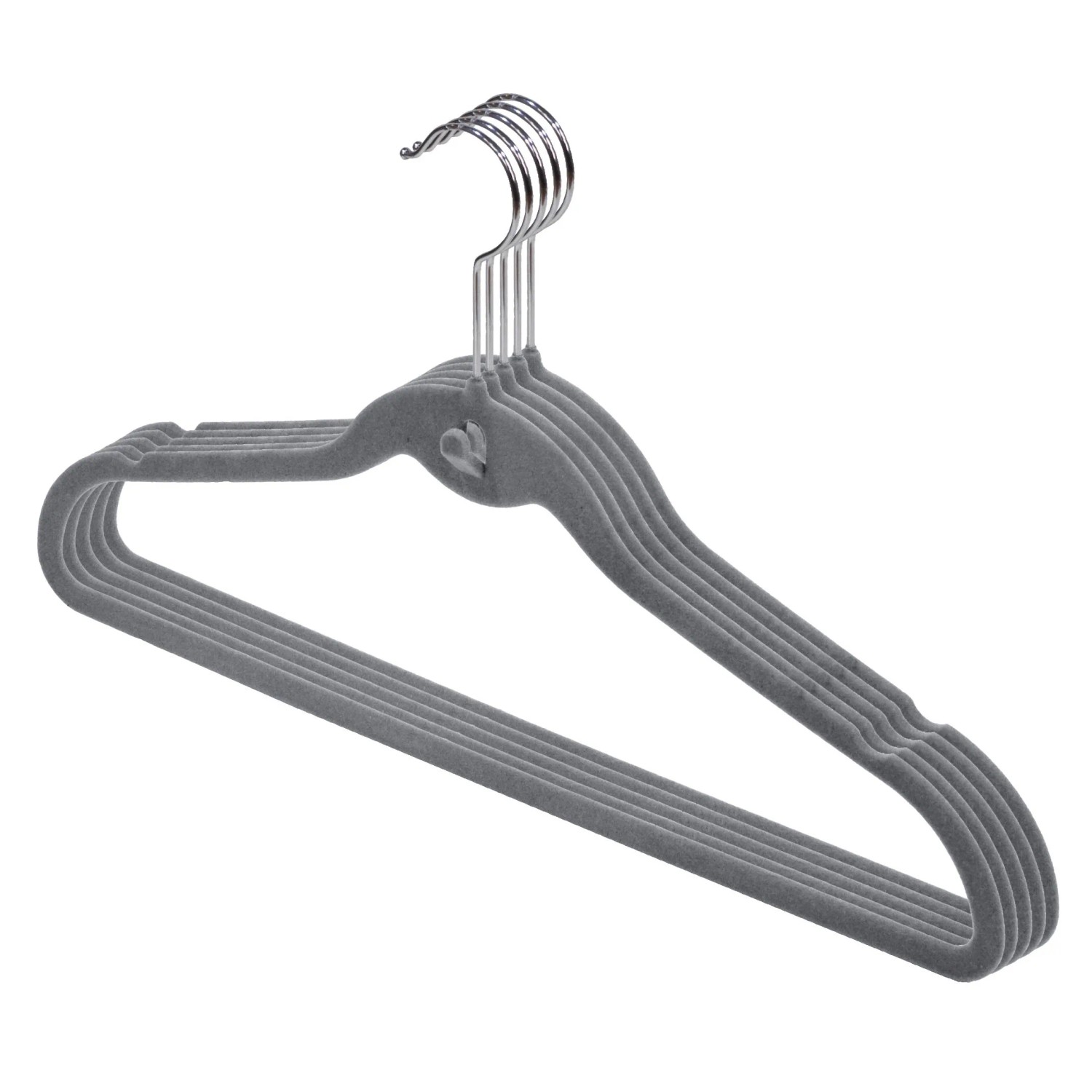 Domopak Living Kleiderbügel Beflockt 5er Set Grau
