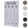 Weiße MCW Wandgarderobe im Shabby Chic Stil mit 8 Haken und "Welcome" Schriftzug.