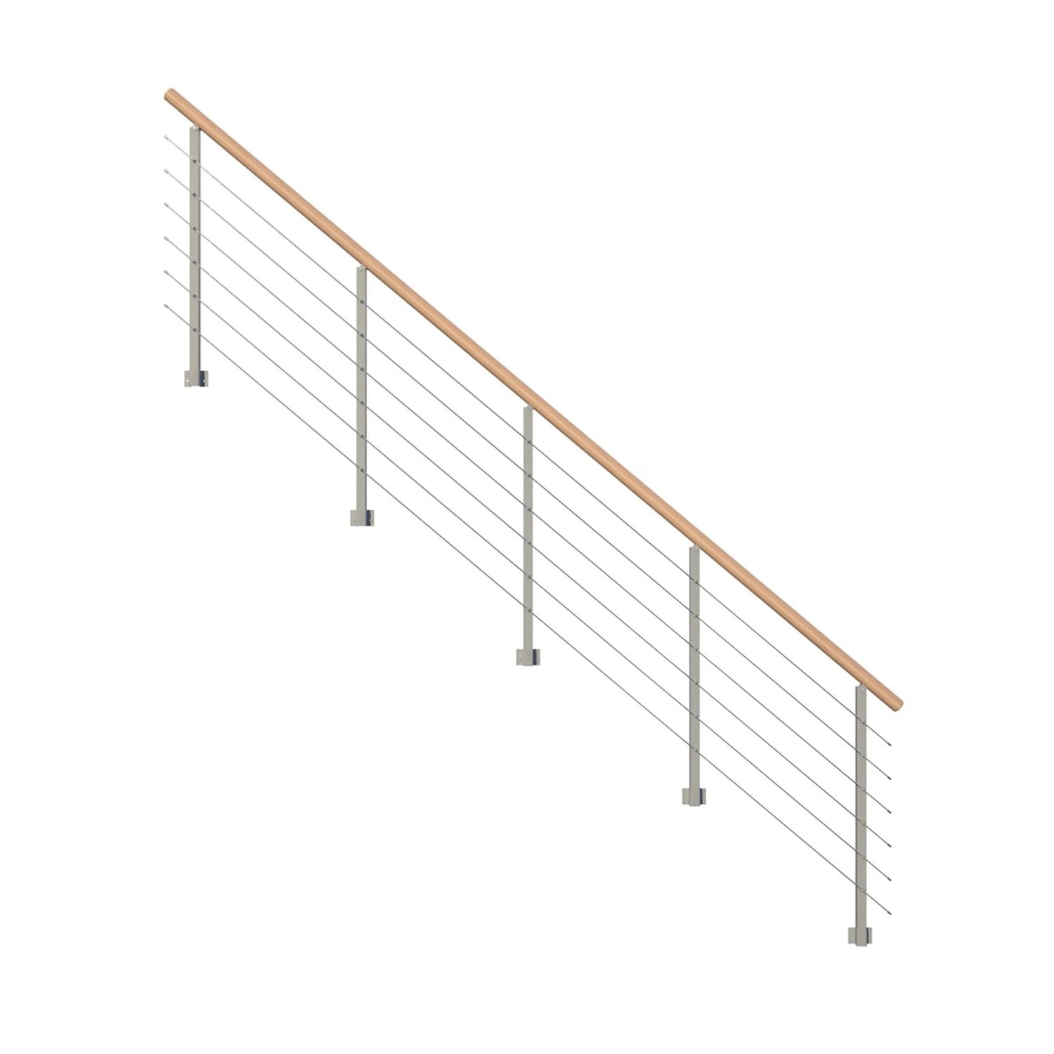 StarWood Metallgeländer Kos mit Rundhandlauf Buche 350 cm Grau FSC® günstig online kaufen