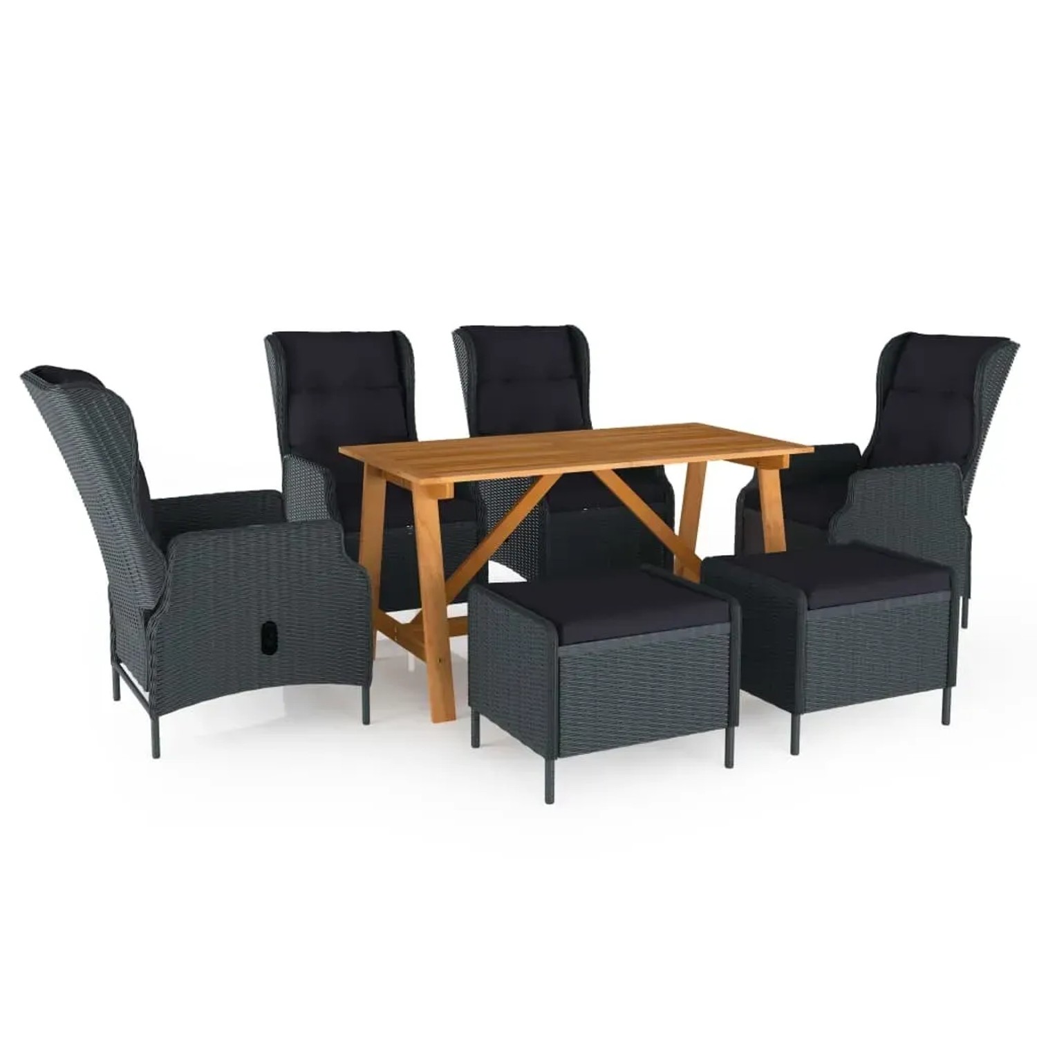 vidaXL 7-Tlg Garten-Essgruppe Dunkelgrau 3068785