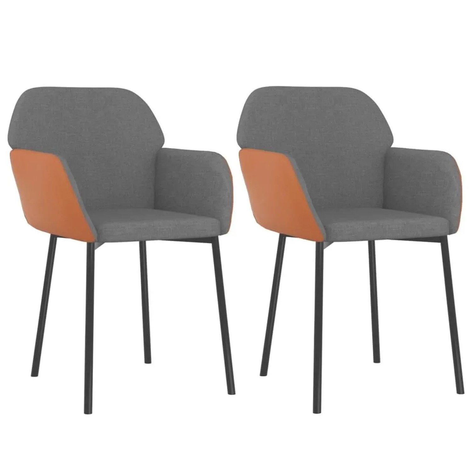 vidaXL Esszimmerstühle 2 Stk Hellgrau Stoff und Kunstleder 344751
