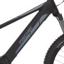 Detailaufnahme: Schwarzes Fischer E-Bike Montis 6.0i Fully mit grauem Schriftzug.