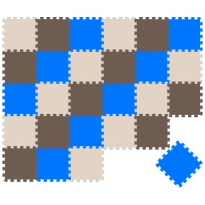 LittleTom Puzzlematte, 27-teilig, beige, braun, dunkelblau, für Babys und Kinder.