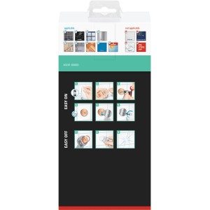 Verpackung des Tesa Aluxx Duschkorbs 25cm, Montageanleitung für Wandmontage ohne Bohren.