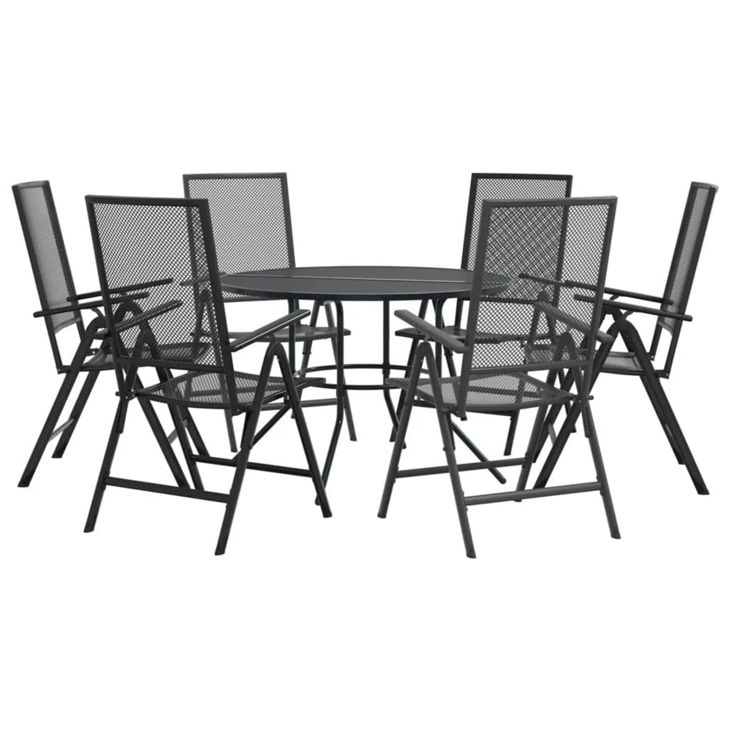 Furnicato Gartenstuhl-set 7-tlg Verstellbar Pulverbeschichteter Stahl