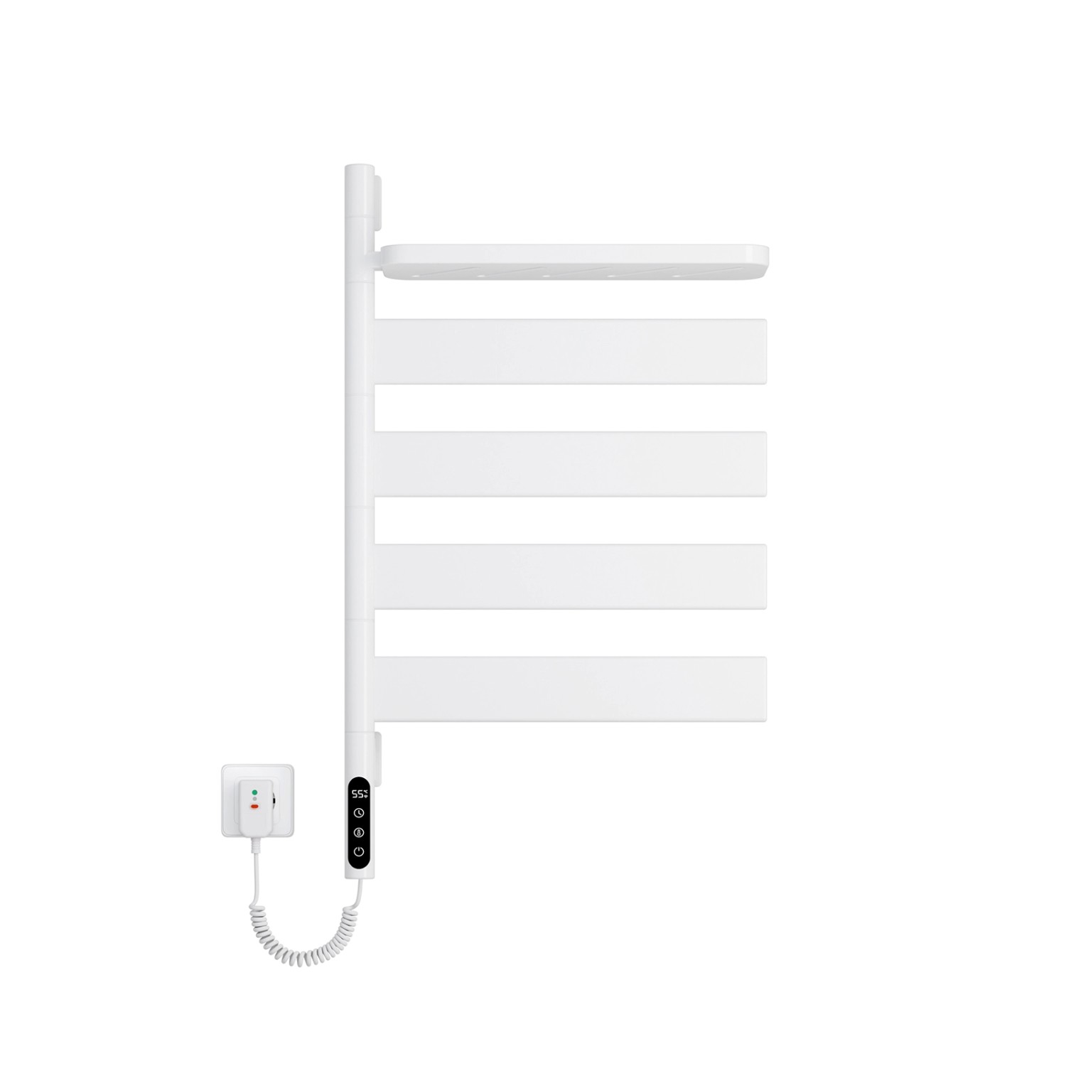 Emke Elektrischer Handtuchhalter 45x76 cm Weiß Drehbar mit Ablage APP und S günstig online kaufen