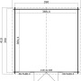 Grundriss Lasita Holz-Gartenhaus Wels 4 Natur, 425,1x410cm, mit Maßen.