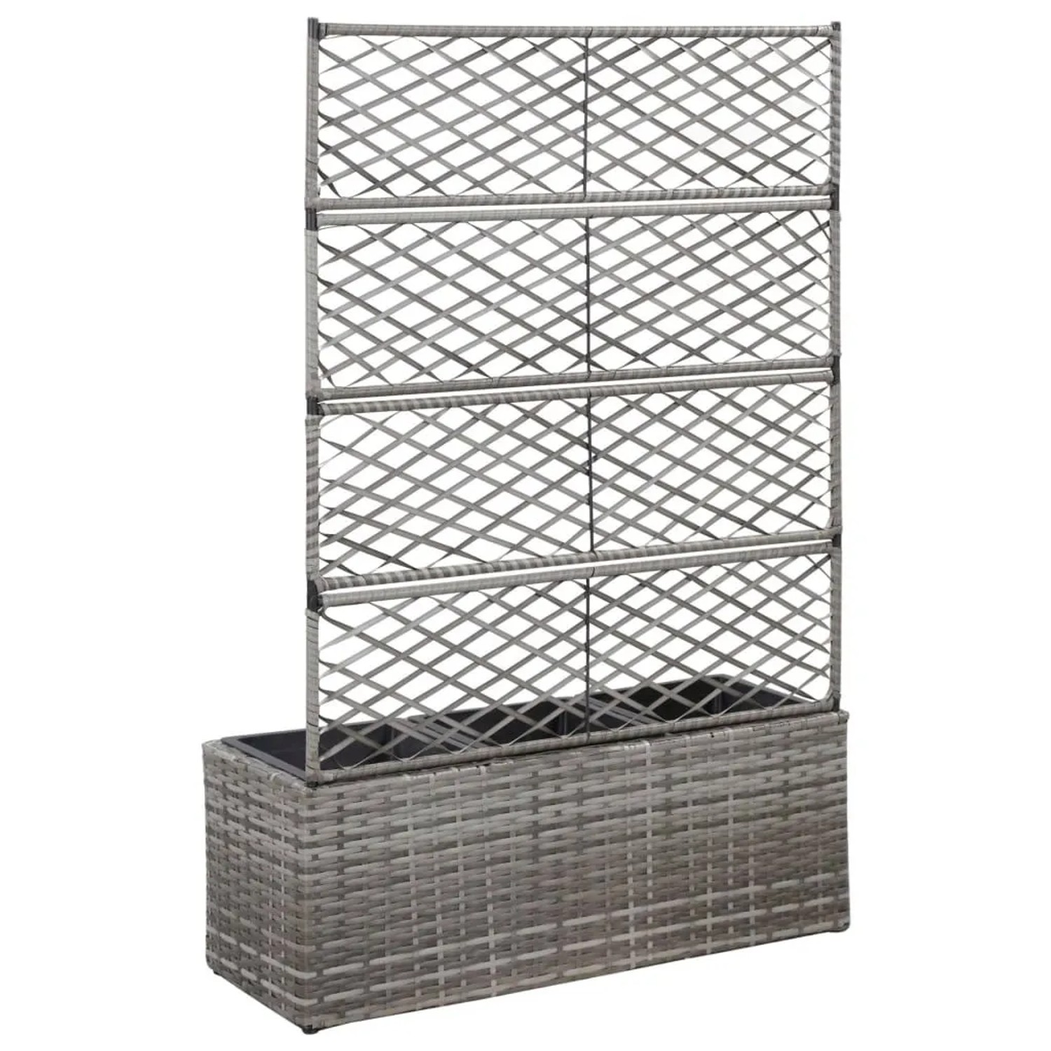 DELUKE Rankkasten Pflanzgefäß ELOT Aus Rattan Grau 3 Töpfe 83x30x130cm Hochbeet Rankgitter Pflanzkasten Blumenkasten Rankhilfe_3