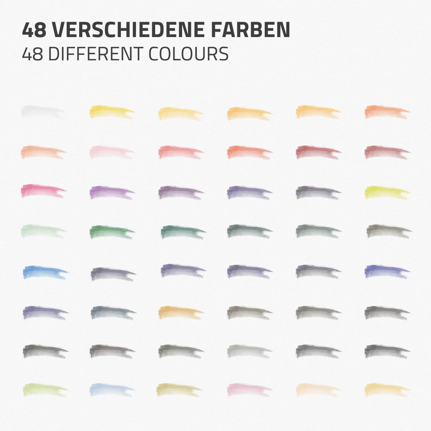 ECD Germany Aquarellfarben Set mit 48 Farben als Farbübersicht.