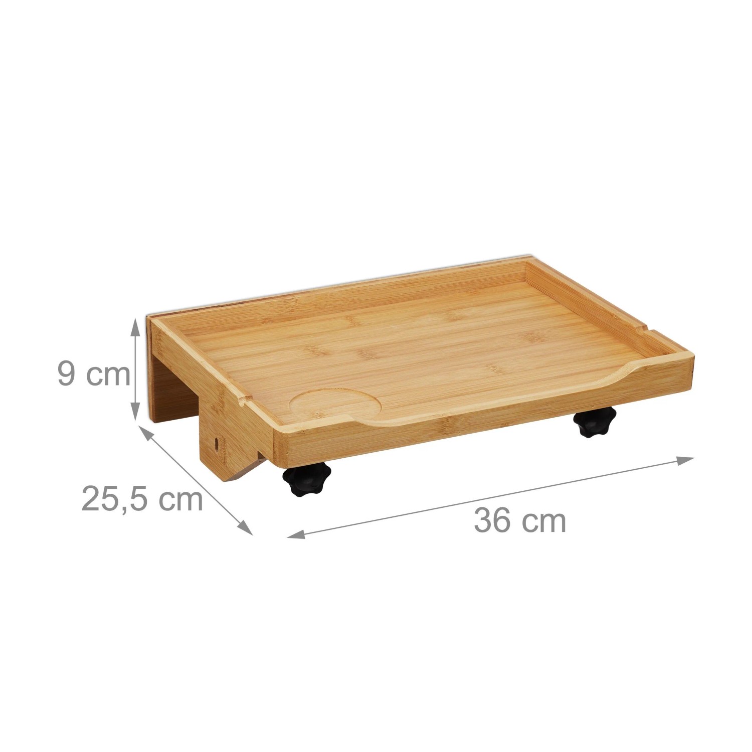 Relaxdays Bettablage aus Bambus, naturfarben, mit Klemmen zur Befestigung am Bett.