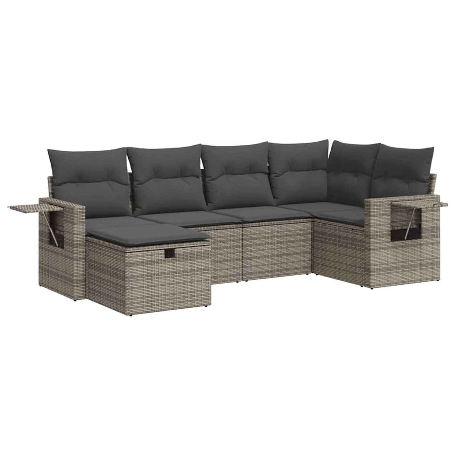 vidaXL 6-Tlg Garten-Sofagarnitur mit Kissen Grau Poly Rattan 3325486 günstig online kaufen