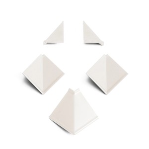 Kaindl Zubehörset, 5-teilig, für Wandanschlussleisten in Weiß: Innenecken, Außenecke und Endkappen.