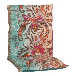 Beo Sitzauflage Niedriglehner Gera Türkis mit floralem Muster für Gartenstuhl.