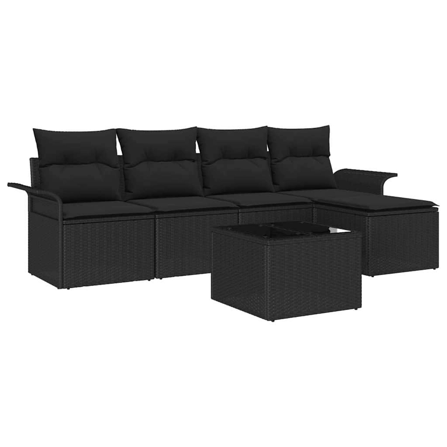 vidaXL Garten-Sofa-Set mit Kissen 6-Tlg Schwarz Poly Rattan 3354002 günstig online kaufen