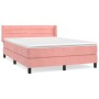 Rosa vidaXL Boxspringbett mit Matratze (140x190 cm) aus Samt. Bett mit Kopfteil und Matratzenauflage.