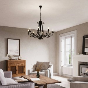 Lindby Kronleuchter Scaleria 9639191 Retro Vintage Antik in Braun aus Metall 8-flammig E14 Wohnzimmerleuchte