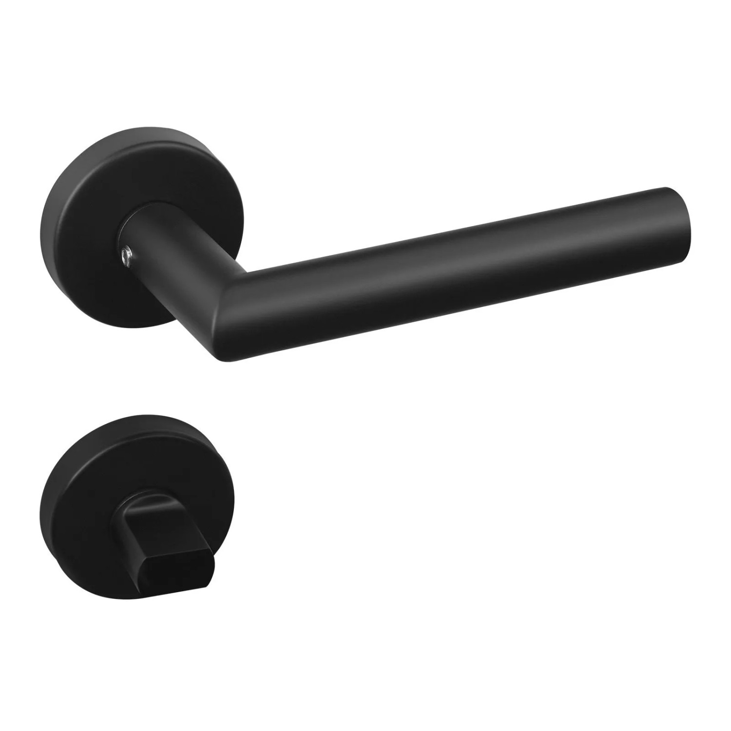 SOTECH Türdrücker WILMA Schwarz Matt Rosettengarnitur Bad WC mit Befestigungsmaterial