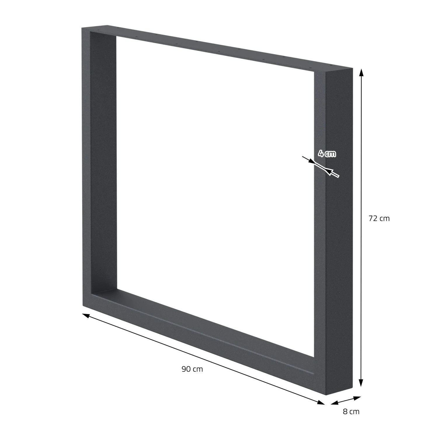2er Set anthrazitfarbene ECD Germany Tischbeine aus Stahl, 90x72 cm, für Esstische.