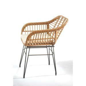 Kobolo Esszimmerstuhl Stuhl Gartensessel Gartenstuhl Retro Look mit Kissen