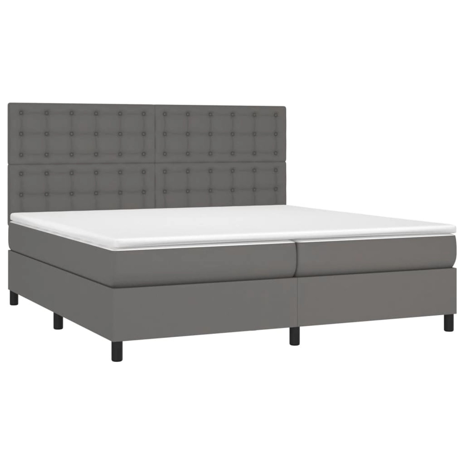 vidaXL Boxspringbett mit Matratze & LED Grau 200x200 cm Kunstleder 3135967 günstig online kaufen