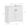 SoBuy Waschbeckenunterschrank BZR18-II-W, weißes MDF, 60 cm breit, mit zwei Fächern und schwarzen Knöpfen.