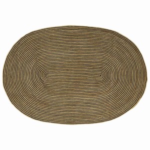 Ovaler vidaXL Teppich, Natur und Schwarz, 205x305 cm, aus Jute. Handgewebter Teppich.