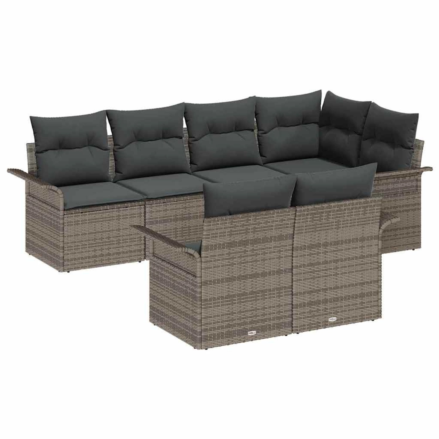 vidaXL Garten-Sofa-Set mit Kissen 7-Tlg Grau Poly Rattan 3345399 günstig online kaufen