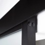 Detailaufnahme: Schwarzer Rahmen der Loft+Mehr Schiebetür aus Glas mit Beschlägen.