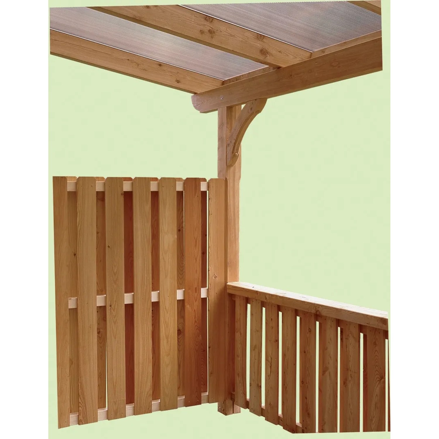 Skan Holz Deckelschalung Brüstung aus Douglasie für Terrassenüberdachung, Detailansicht.