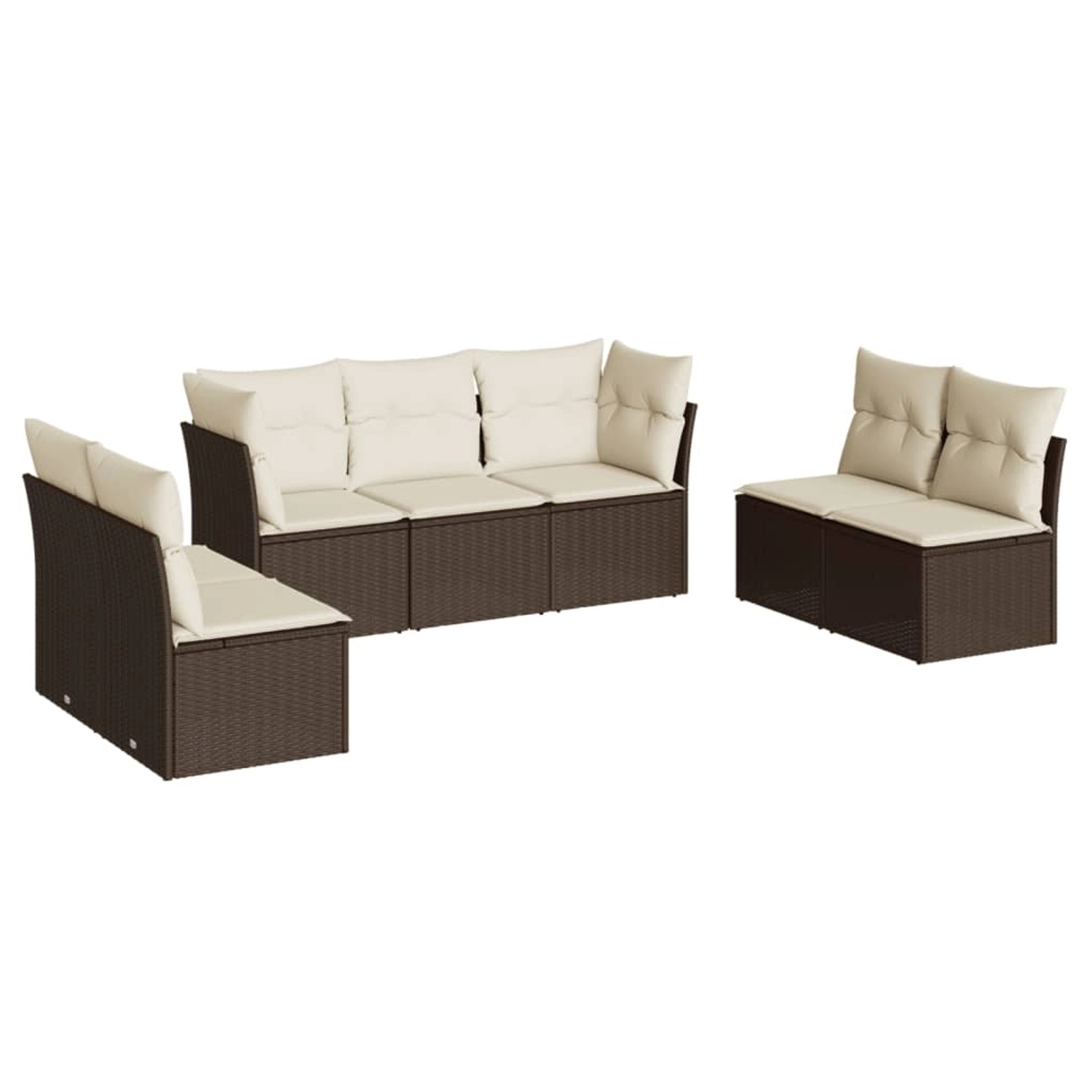 vidaXL 7-Tlg Garten-Sofagarnitur mit Kissen Braun Poly Rattan 3249252 günstig online kaufen