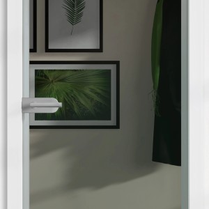 Graue Glasdrehtür ESG, DIN links/rechts, 1972x709x8 mm, für mehr Licht im Raum.