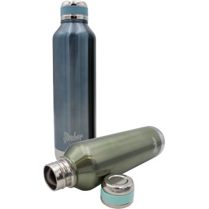 Steuber Thermoflasche, 750 ml, Edelstahl, doppelwandig, in Blau und Grün.