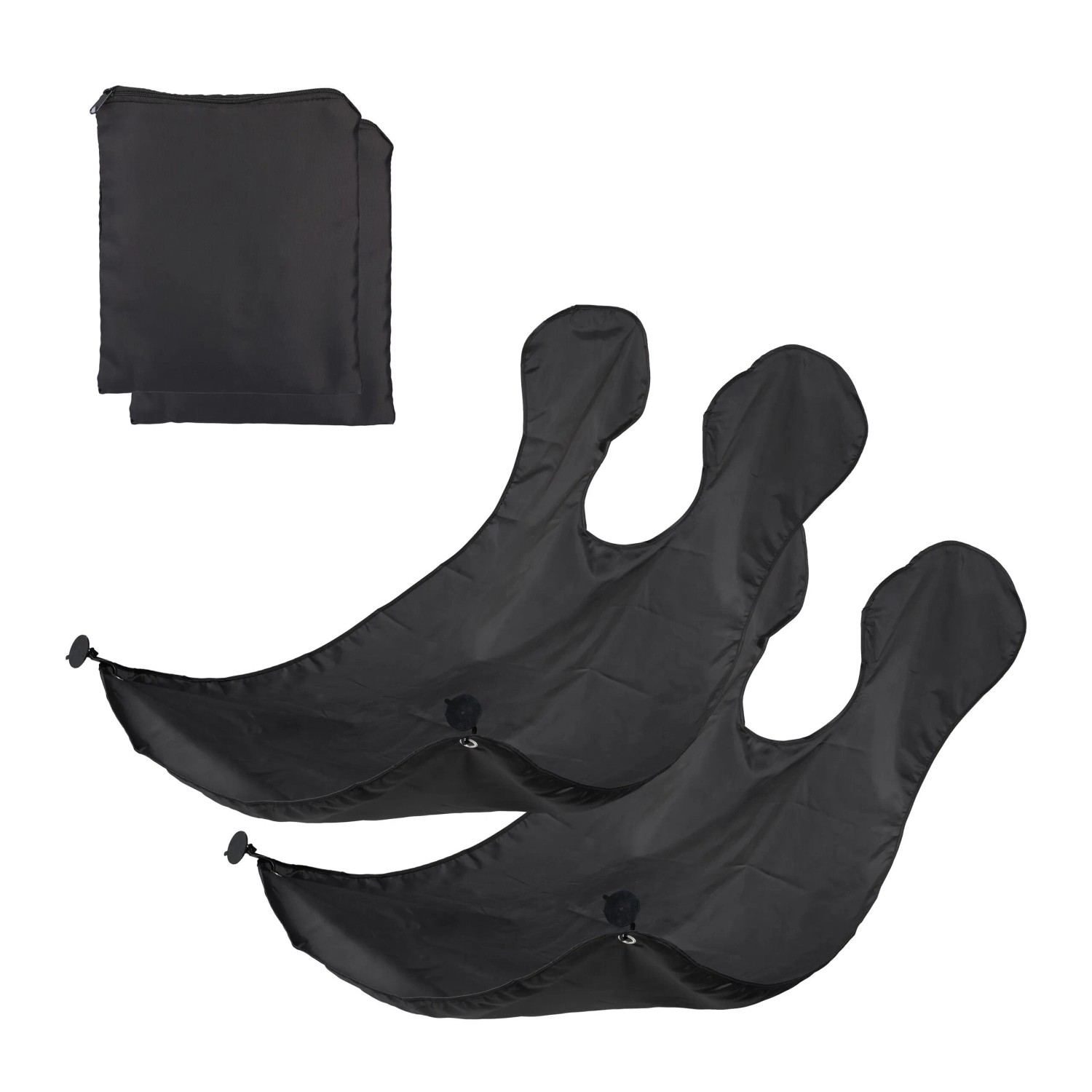 Relaxdays Bartschürze 2er Set Polyester Schwarz mit Saugnäpfen 125 cm x 70 cm