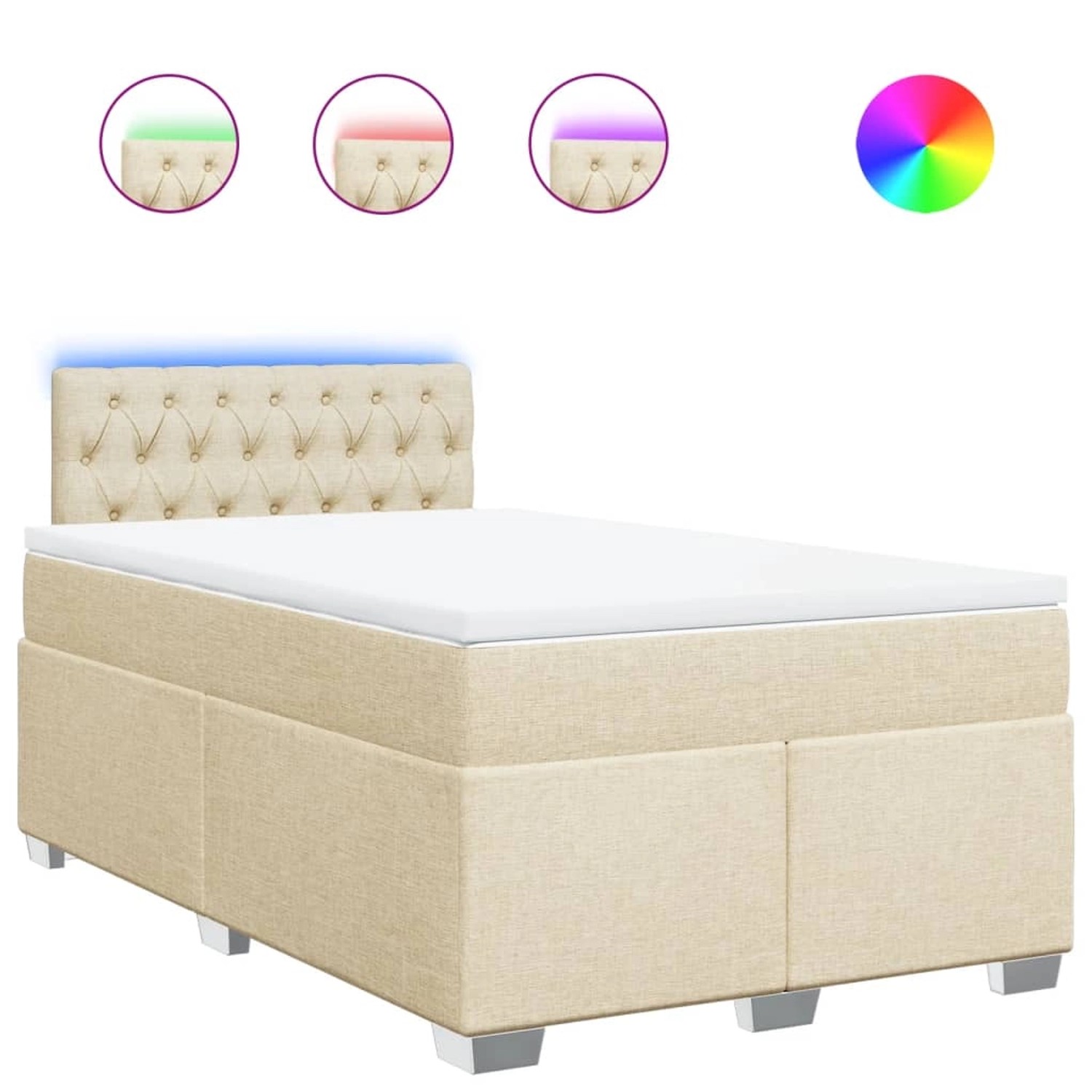 vidaXL Boxspringbett mit Matratze Creme 120x190 cm Stoff 3288139 günstig online kaufen