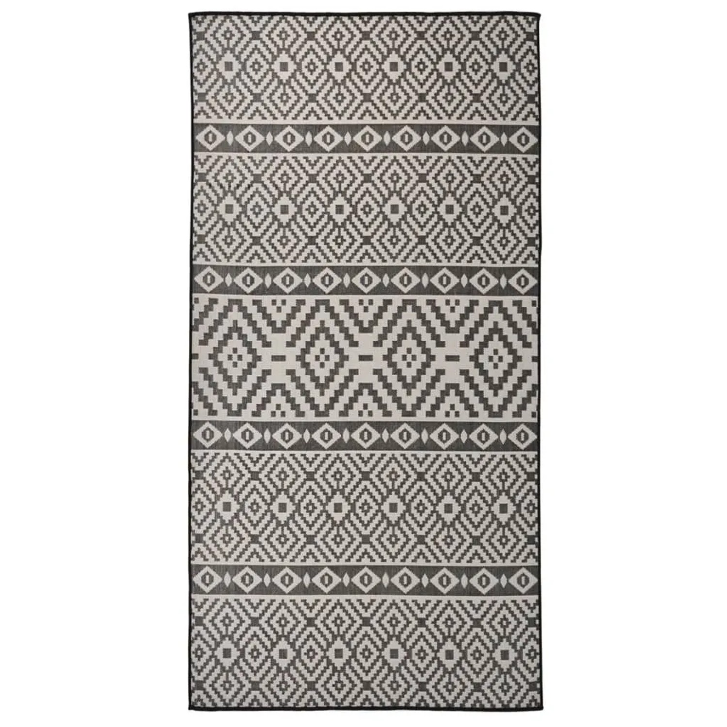 vidaXL Outdoor-Teppich Flachgewebe 100x200 cm Schwarz Gestreift 340850 günstig online kaufen