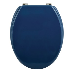 MSV WC-Sitz Cleo, MDF, dunkelblau, mit Edelstahlscharnieren. WC-Sitz für das Badezimmer.