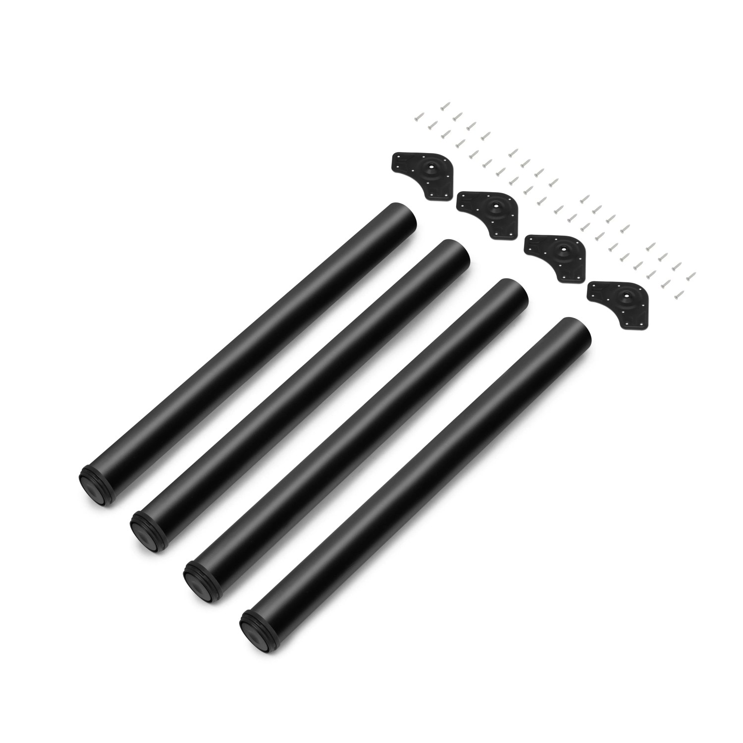 Emuca Lot von 4 Tischbeine Durchmesser 60 mm H 710 mm Stahl Schwarz Lackiert