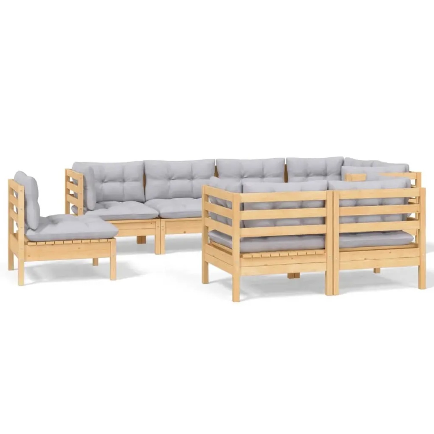vidaXL 8-Tlg Garten-Lounge-Set mit Grauen Kissen Kiefer Massivholz 3096513 günstig online kaufen