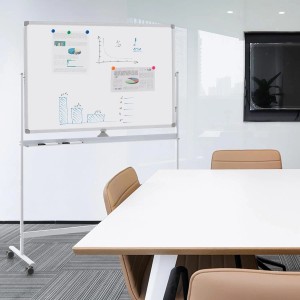 Costway Doppelseitiges Mobiles Whiteboard mit Rollen Weiß 120 x 80 cm