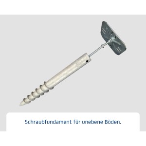 Hörmann EcoStar Schraubfundament für Gerätehäuser, zur Montage auf unebenem Gelände.