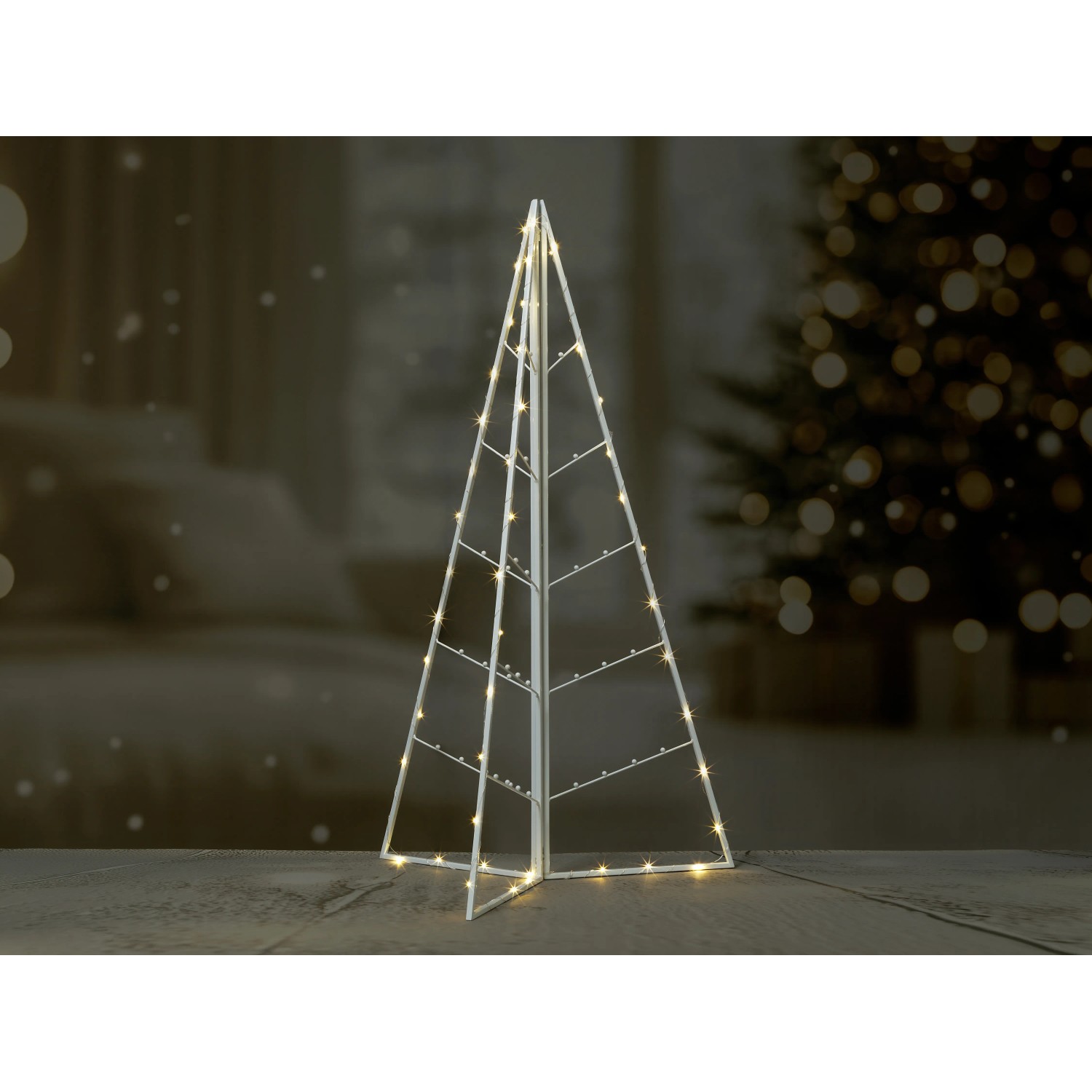 Weißer LED-Baum aus Eisen, 100cm hoch, für stimmungsvolle Weihnachtsdekoration im Innen- und Außenbereich.
