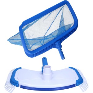 Amapool Reinigungsset Deluxe, 2-teilig: Kescher und Bodensauger für die Poolreinigung.