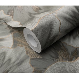 Erismann Vliestapete Spotlight Bliss Olive mit Blättermotiv auf Rolle.