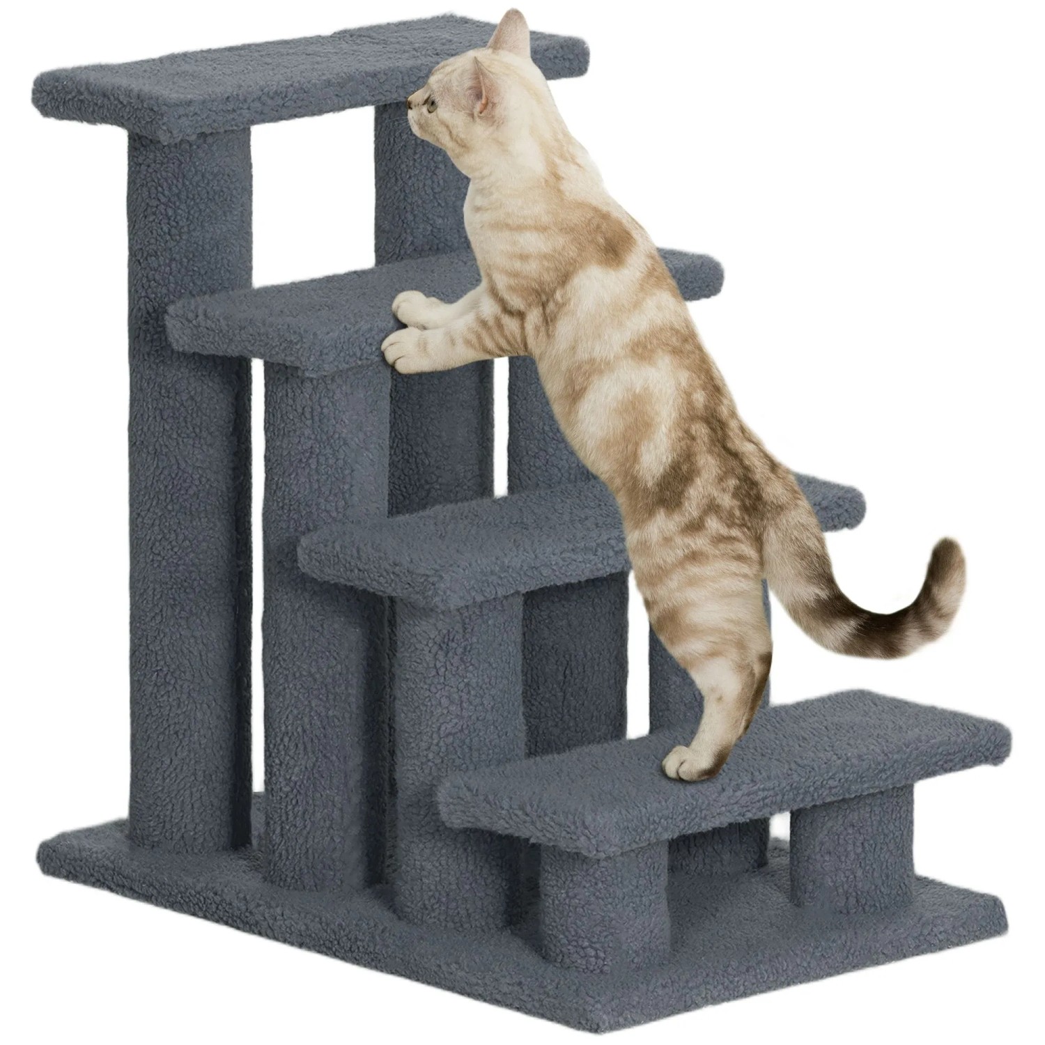 PawHut Tiertreppe für Katze und Hunde 4 Stufen 63 5x43x60cm