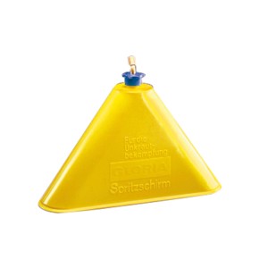 Gelber Gloria Sprühschirm Typ 260 für Drucksprühgeräte, 100x395mm, mit Flachstrahldüse.
