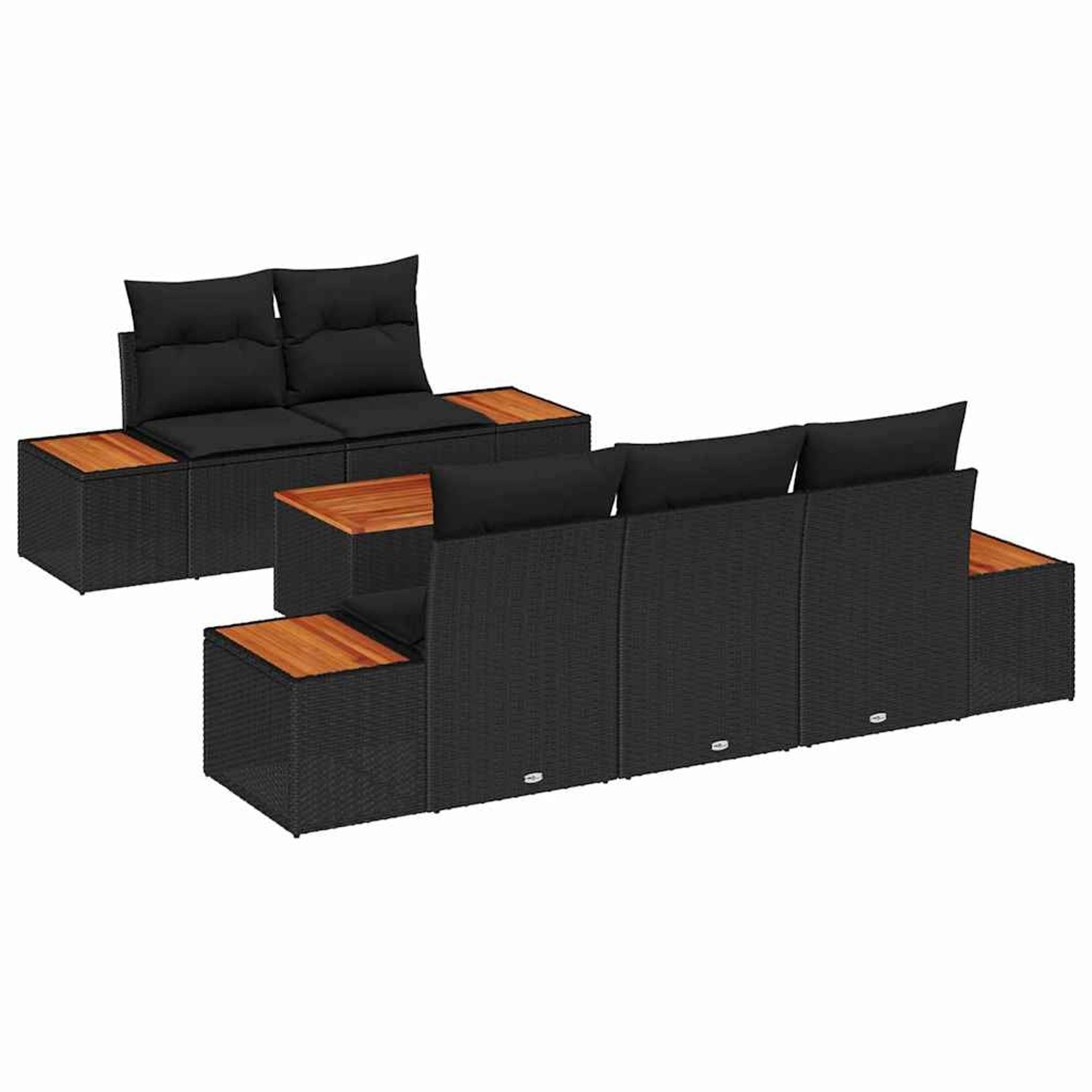 vidaXL Garten-Sofa-Set mit Kissen 6-Tlg Schwarz Poly Rattan 3348024 günstig online kaufen