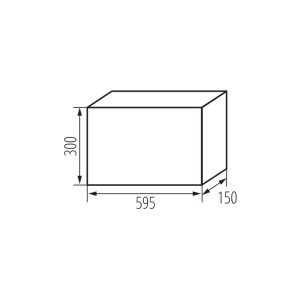 Maßzeichnung Kanlux Verteiler Sicherungskasten Feuchtraum Aufputz, Abmessungen 595x300x150 mm.