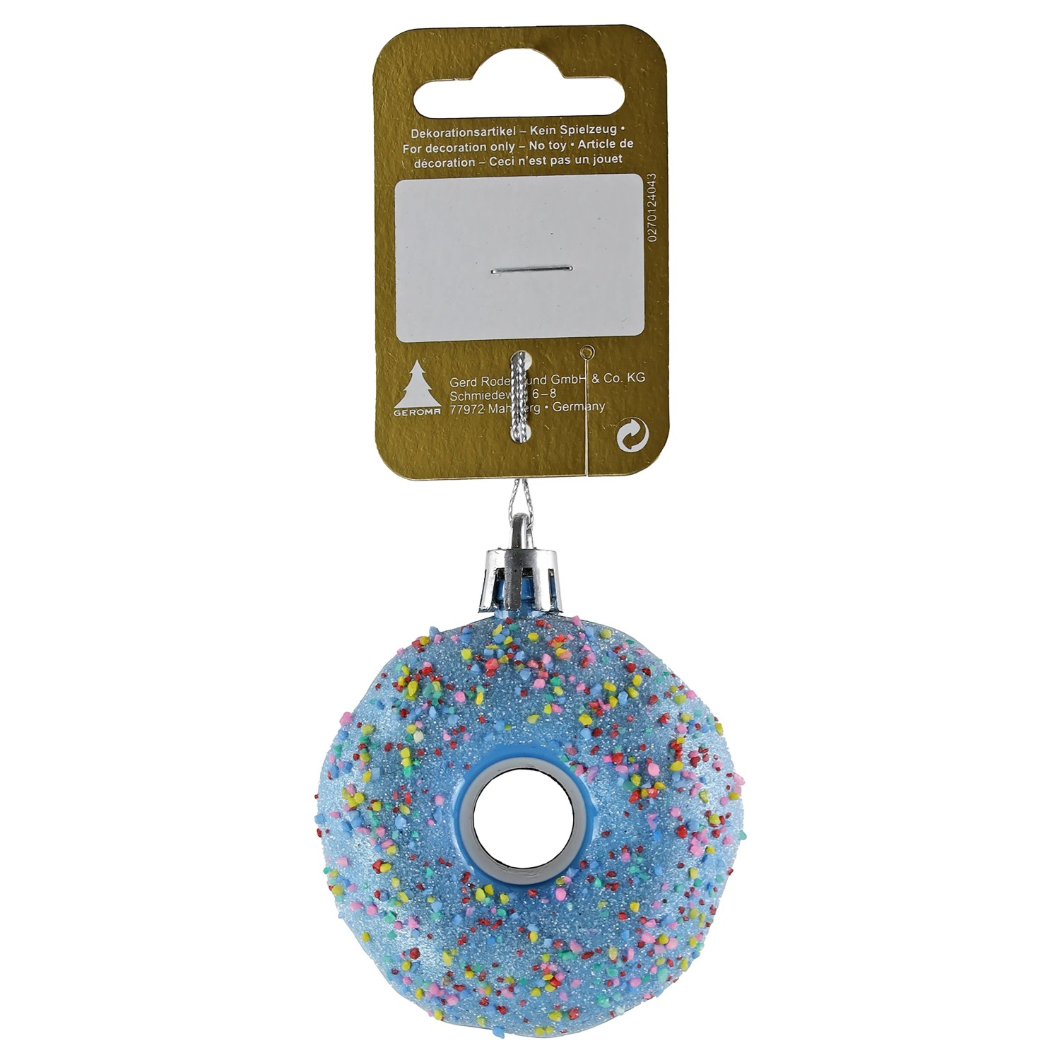 Weihnachts-Deko Donut zum Hängen aus Kunststoff Ø 6 cm x 3 cm Hellblau
