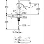 Technische Zeichnung Grohe QuickFix Spültischarmatur Start mit U-Auslauf und Maßangaben.